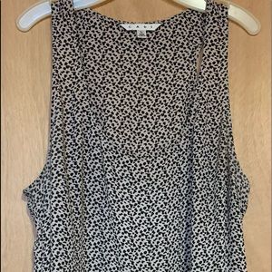 Cabi racer back tank top. Taupe and black animal print.